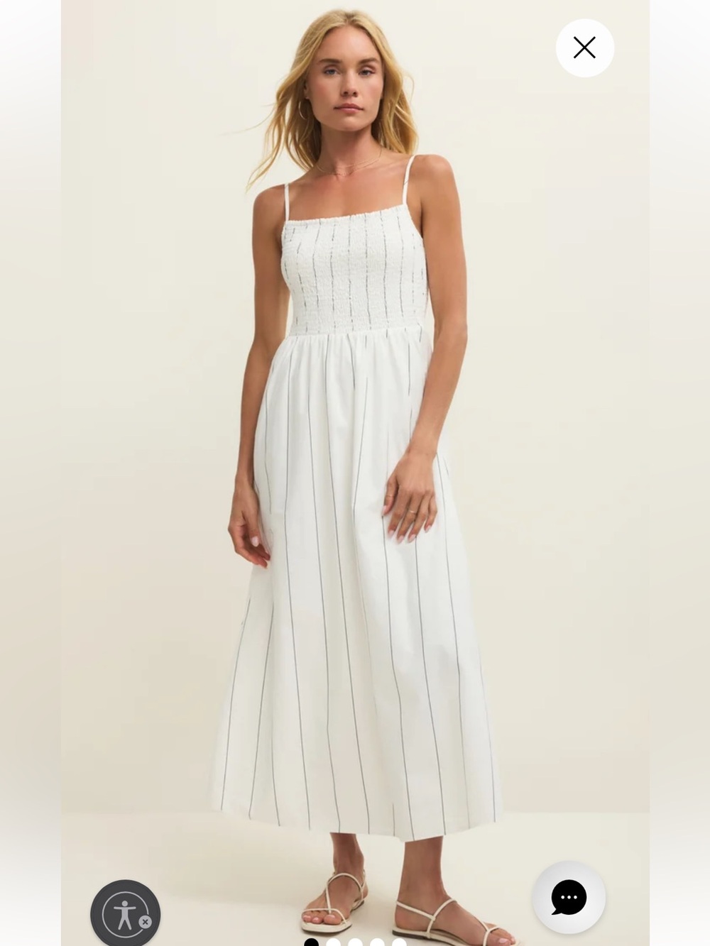 Z Supply Bayside White Pinstripe Smocked Maxi Dress